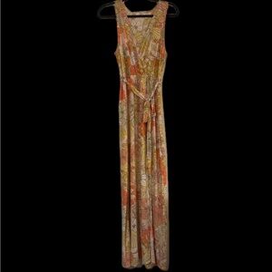 Timing Floral Maxi Dress - Orange and Cream